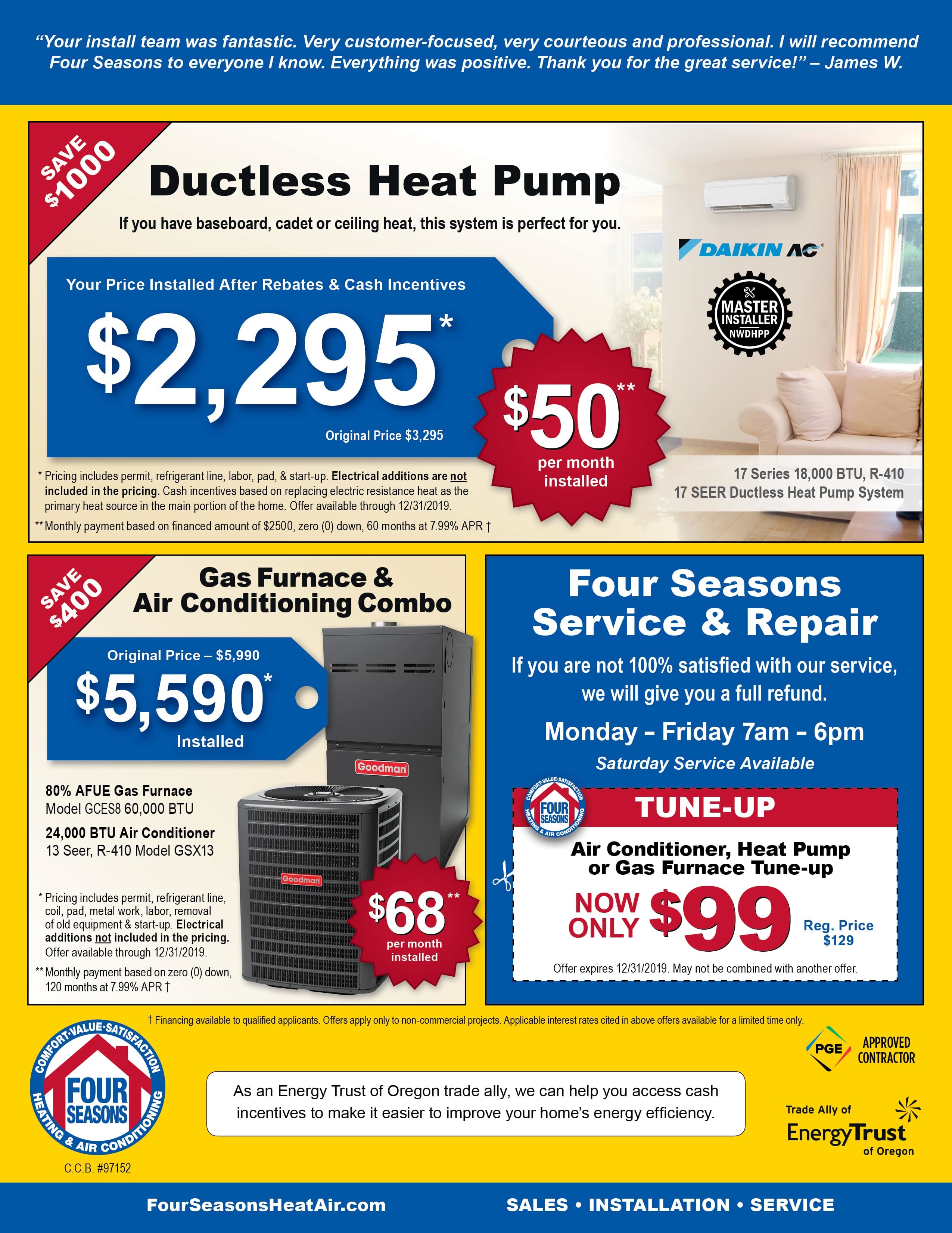 AC & Heating Coupons HVAC Specials Four Seasons